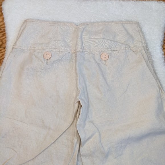 Vintage Y2K Esprit 100% Linen Sailor Style Button Front Wide Waistband Capris - Picture 13 of 13